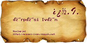 Árpási Iván névjegykártya